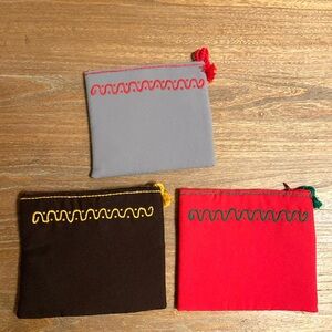 Bosnian New Vintage Boho Embroidered Mini Bags Set Clutch Cosmetic Bag Red Black